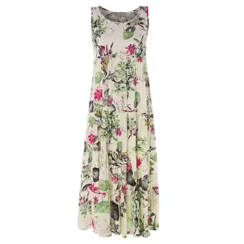 Plus Size Fashion Bohe Women Sundress Vintage Flower Print Sleeveless Round Neck Lady Casual Loose Summer Beach Maxi Long Dress
Plus Size Fashion Bohe Women Sundress Vintage Flower Print Sleeveless Round Neck Lady Casual Loose Summer Beach Maxi Long Dress