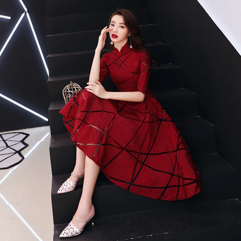 Dark Red Party Evening Cheongsam Dress Oriental Chinese Style Woman Elegant Qipao Sexy Wedding Prom Short Robe Retro Vestido
Dark Red Party Evening Cheongsam Dress Oriental Chinese Style Woman Elegant Qipao Sexy Wedding Prom Short Robe Retro Vestido