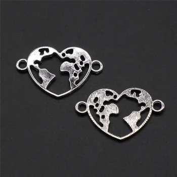 Charms Connector Antique Silver Color Heart Map Connector DIY Jewelry Making Accessories 15x24mm 30pcs/Lot
Charms Connector Antique Silver Color Heart Map Connector DIY Jewelry Making Accessories 15x24mm 30pcs/Lot