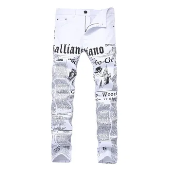 2019 New Fashion Men's Straight Mid-rise jeans Newspaper Letter Print Casual Slim White trousers More Size 28-38 40 42
2019 New Fashion Men's Straight Mid-rise jeans Newspaper Letter Print Casual Slim White trousers More Size 28-38 40 42