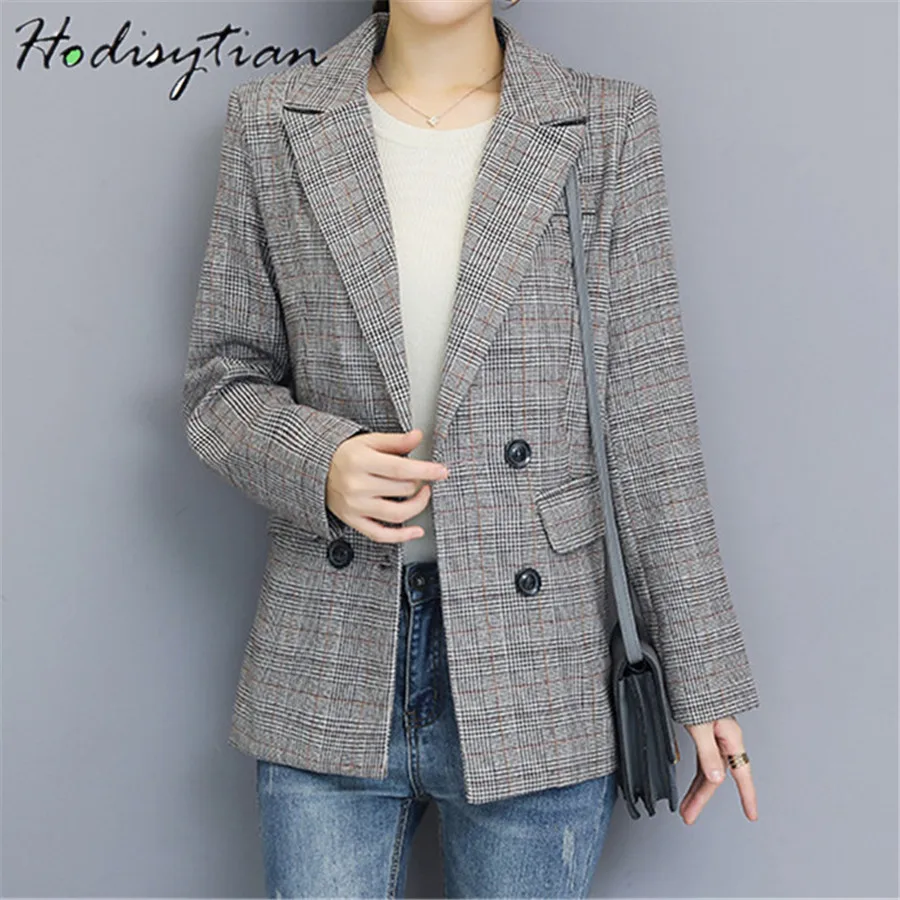 Hodisytian Autumn Fashion Blazer For Women Plaid Print Double Breasted Casual Suit Notched Jacket Coat Outerwear Female Blaser
Hodisytian Autumn Fashion Blazer For Women Plaid Print Double Breasted Casual Suit Notched Jacket Coat Outerwear Female Blaser