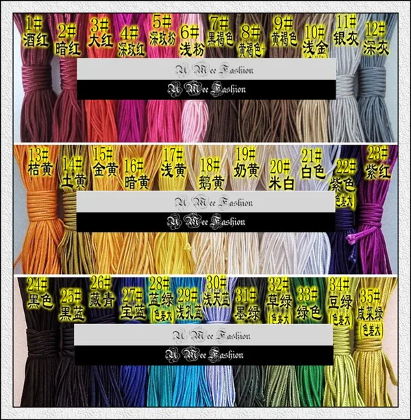 FC002 Chinese Knotting Cord/Flat Snake Cord/Diameter:2.5-3mm/Length:10meters/Soft/Nylon/Cords/1Lot:10pcs/35 Colors Available
FC002 Chinese Knotting Cord/Flat Snake Cord/Diameter:2.5-3mm/Length:10meters/Soft/Nylon/Cords/1Lot:10pcs/35 Colors Available
