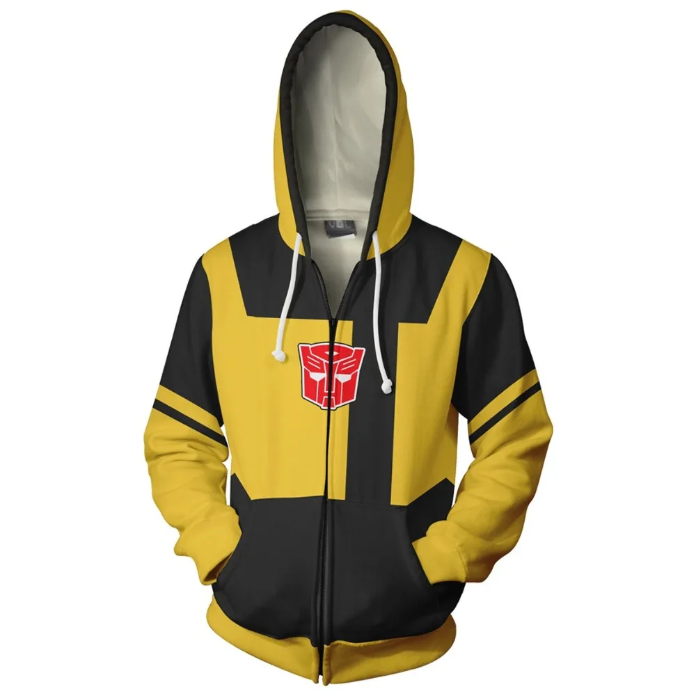 2018 Autumn Winter 3D Print Transformation Bumblebee Sweatshirts Hoodies Fashion Cosplay Zipper hooded Jacket clothing
2018 Autumn Winter 3D Print Transformation Bumblebee Sweatshirts Hoodies Fashion Cosplay Zipper hooded Jacket clothing
