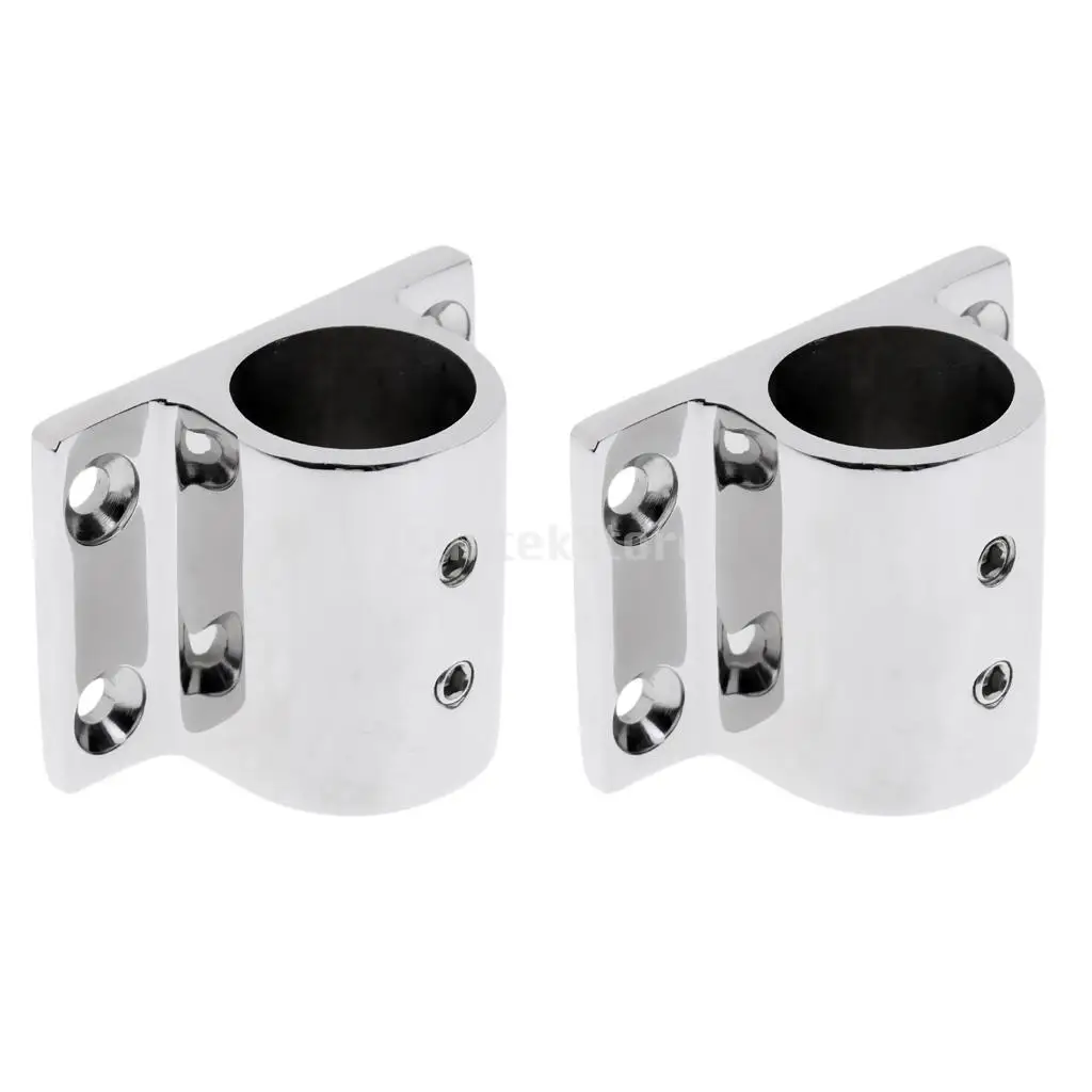 2Pcs Durable 316 Stainless Steel Marine Boat Hand Rail Fitting 90 Degree Stanchion Rectangle Base Mount for 1" 25mm Tube | Спорт и