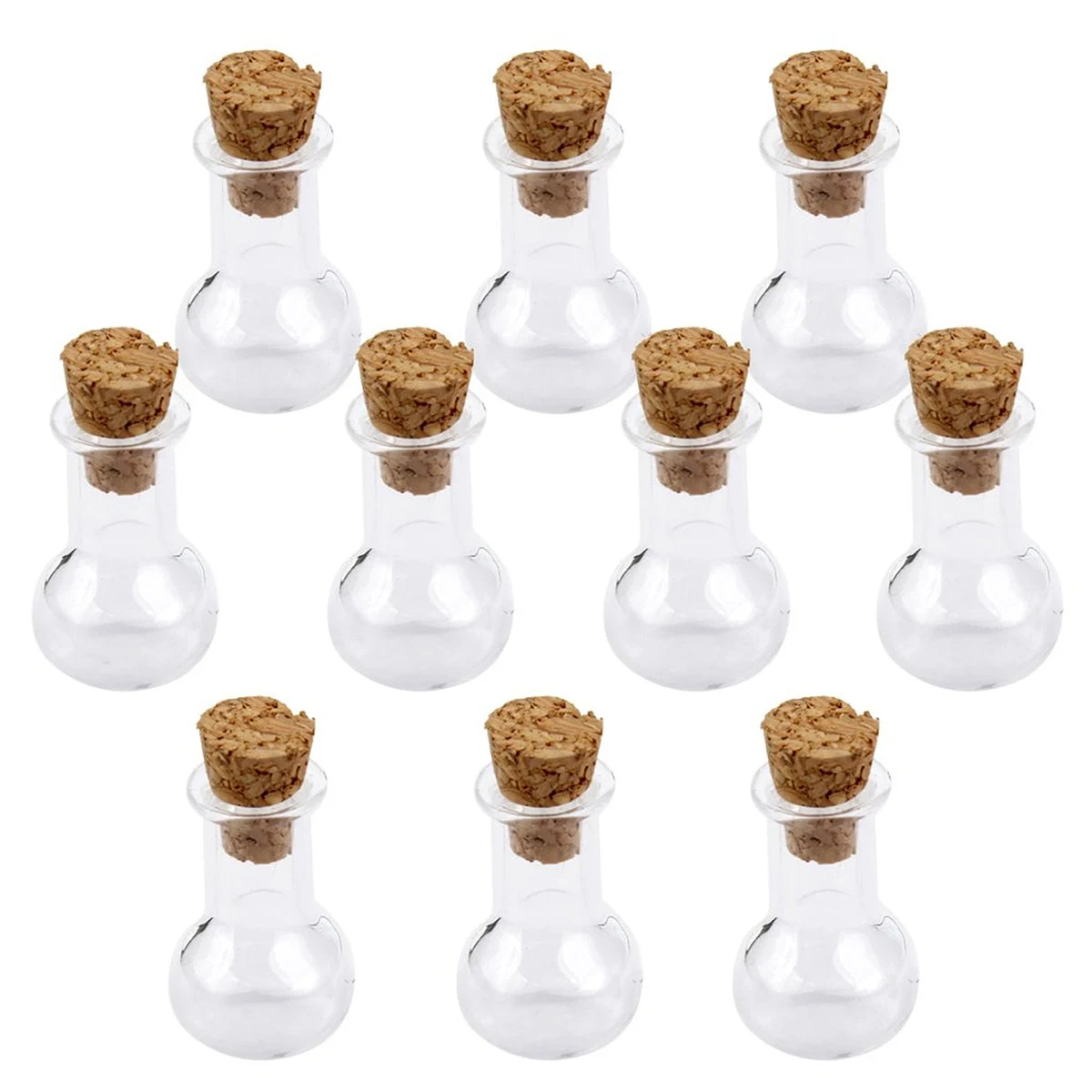 

10pcs Bulb Shape Mini Glass Bottles Jars with Cork Wish Note Craft Bottle Event Party Wedding Birthday Decoration Gift(Clear)