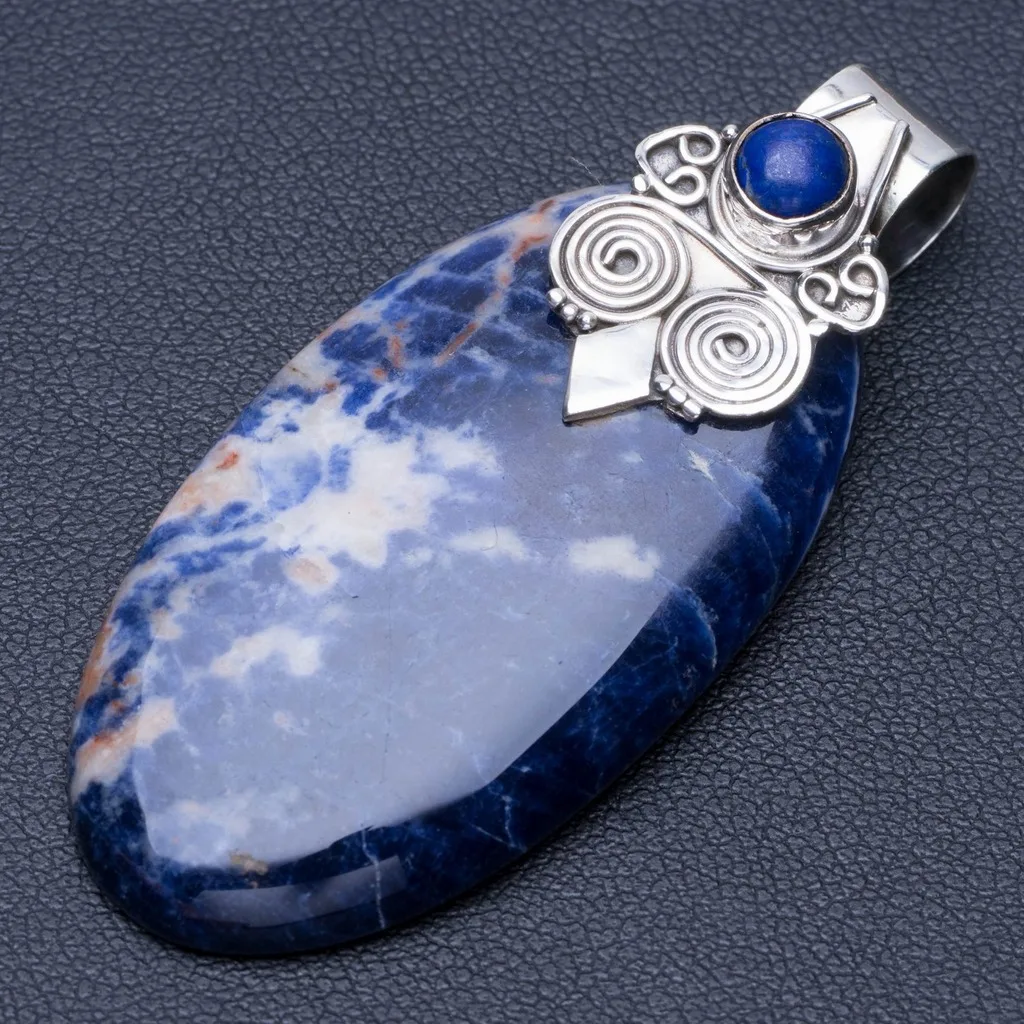 Natural Navy Sodalite and Lapis Lazuli Punk Style 925 Sterling Silver Pendant 2" Q0488
Natural Navy Sodalite and Lapis Lazuli Punk Style 925 Sterling Silver Pendant 2" Q0488