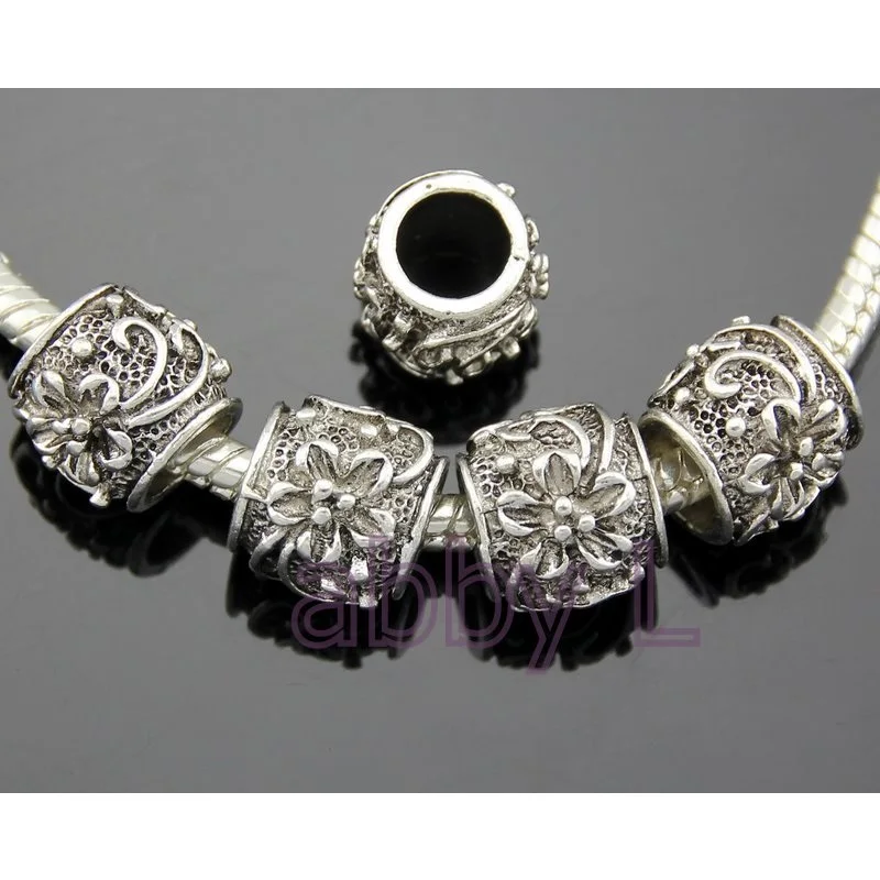 50 Pcs/Lot Vintage Silver Tone Flower Big Hole Beads For European Charm Bracelet Jewelry DIY zyy118
50 Pcs/Lot Vintage Silver Tone Flower Big Hole Beads For European Charm Bracelet Jewelry DIY zyy118