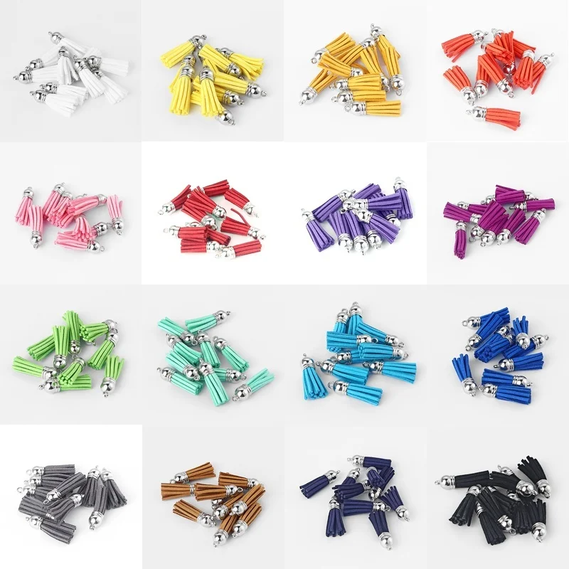 (12 pcs/lot) Suede Tassel For Keychain Cellphone Straps Jewelry Charms,38mm Full length, Leather Tassels With silver Caps
(12 pcs/lot) Suede Tassel For Keychain Cellphone Straps Jewelry Charms,38mm Full length, Leather Tassels With silver Caps