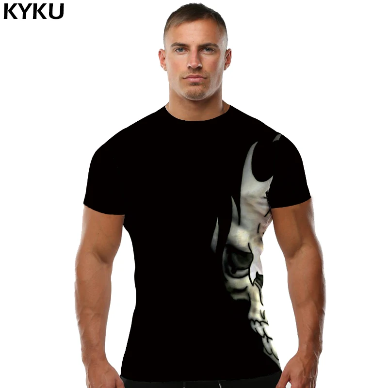 KYKU Skull T shirt Dark Clothes Funny T-shirt Hip-Hop Tshirt 3D Clothing Tees Men Rock Top Tee Fashion 2017 | Мужская одежда