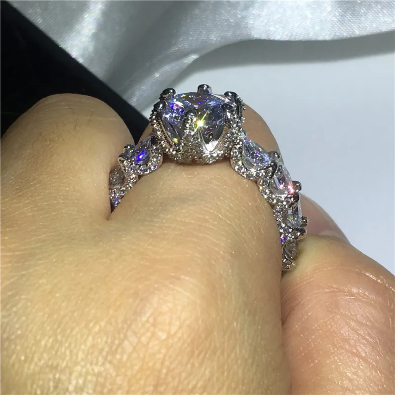 Винтажное кольцо на палец с цветком choucong серебро 925 пробы AAAAA cz обручальное кольца