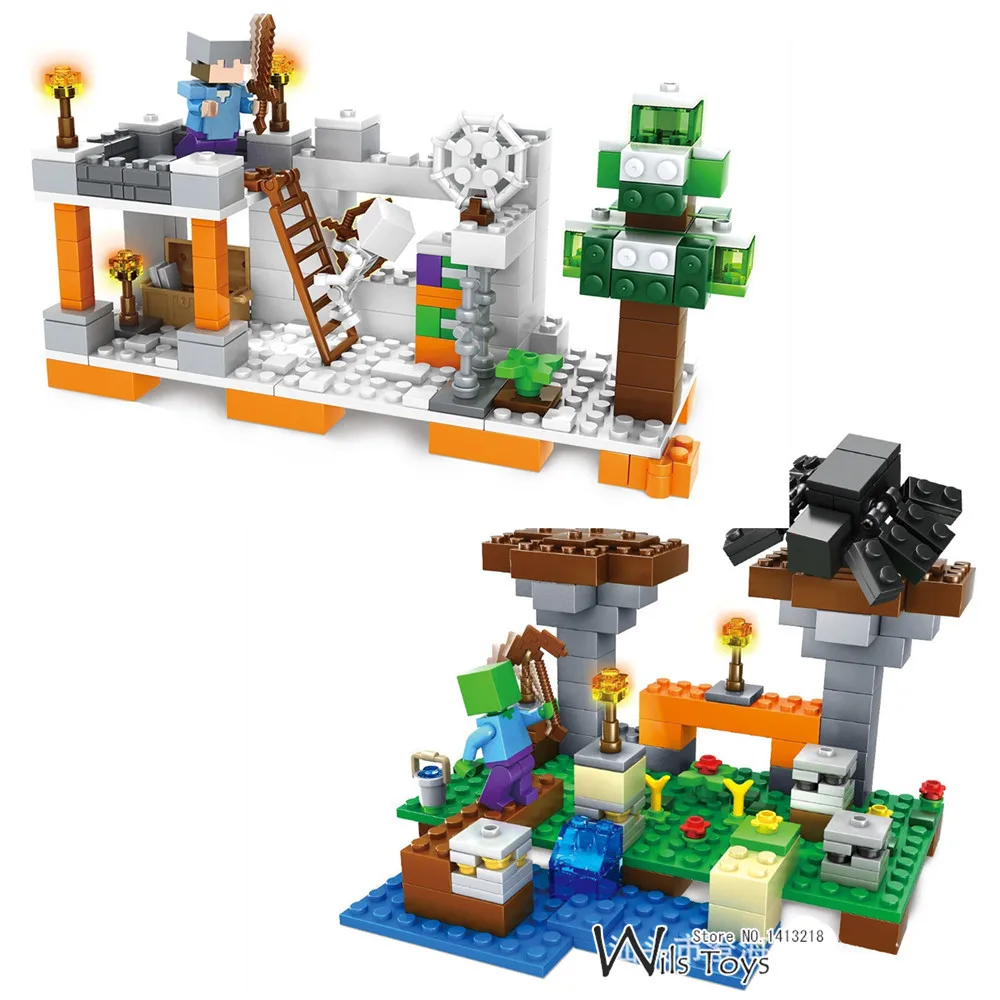 

2 in 1 My World Steve Alex Skeleton Zombie Minecrafted Building Blocks Figures Bricks Educational Toys for Boys Gifts Children