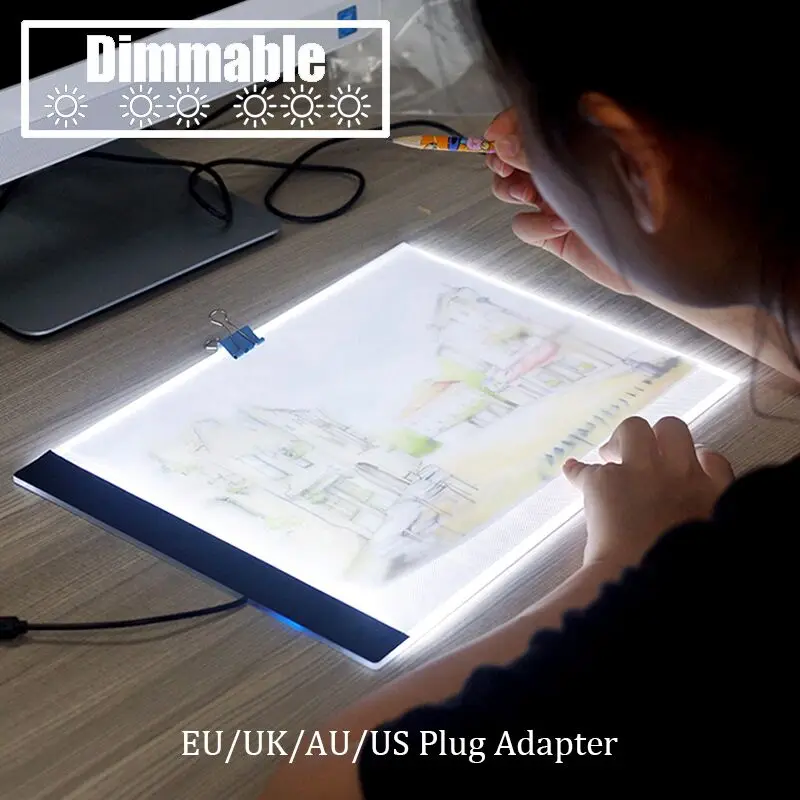 Dimmable Ultra Thin A4 LED Pad Light Tablet USB Cable EU/UK/AU/US Plug Adapter Diamond Embroidery Diamond Painting Cross Stitch
Dimmable Ultra Thin A4 LED Pad Light Tablet USB Cable EU/UK/AU/US Plug Adapter Diamond Embroidery Diamond Painting Cross Stitch