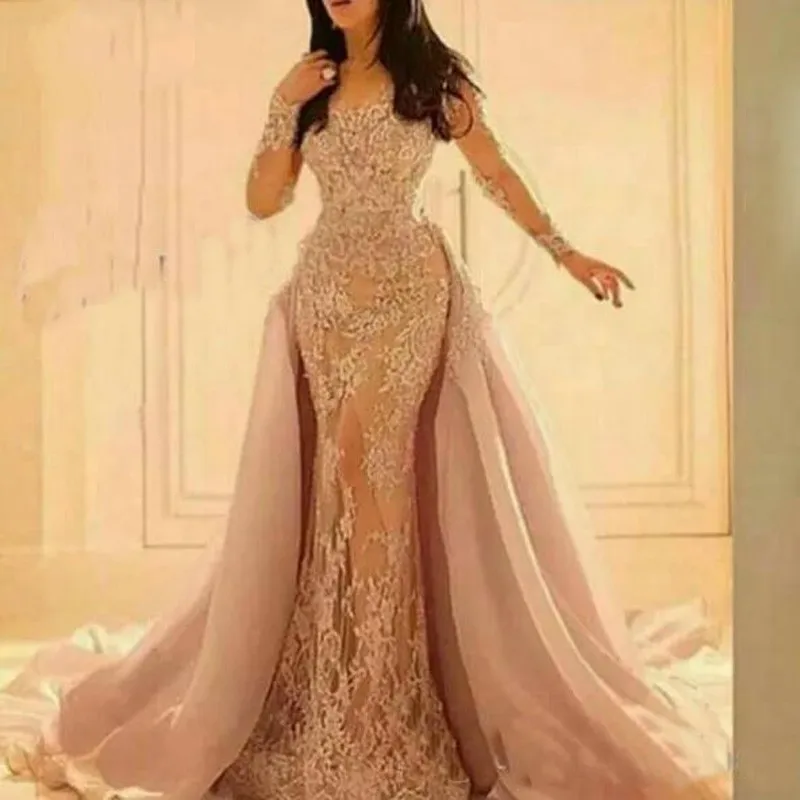 Blush Muslim Evening Dresses 2019 Mermaid Detachable Tulle Skirt Lace Islamic Dubai Kaftan Saudi Arabic Long Sleeve Evening Gown
Blush Muslim Evening Dresses 2019 Mermaid Detachable Tulle Skirt Lace Islamic Dubai Kaftan Saudi Arabic Long Sleeve Evening Gown