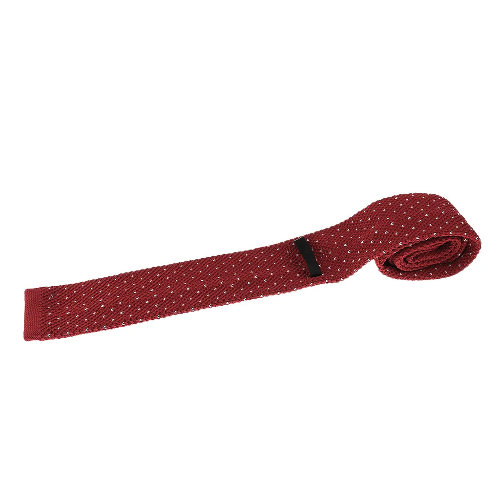 Pack of 2 Pieces Retro Men Wool Knitted Flat Woven Tie Red Blue Wedding Party Necktie