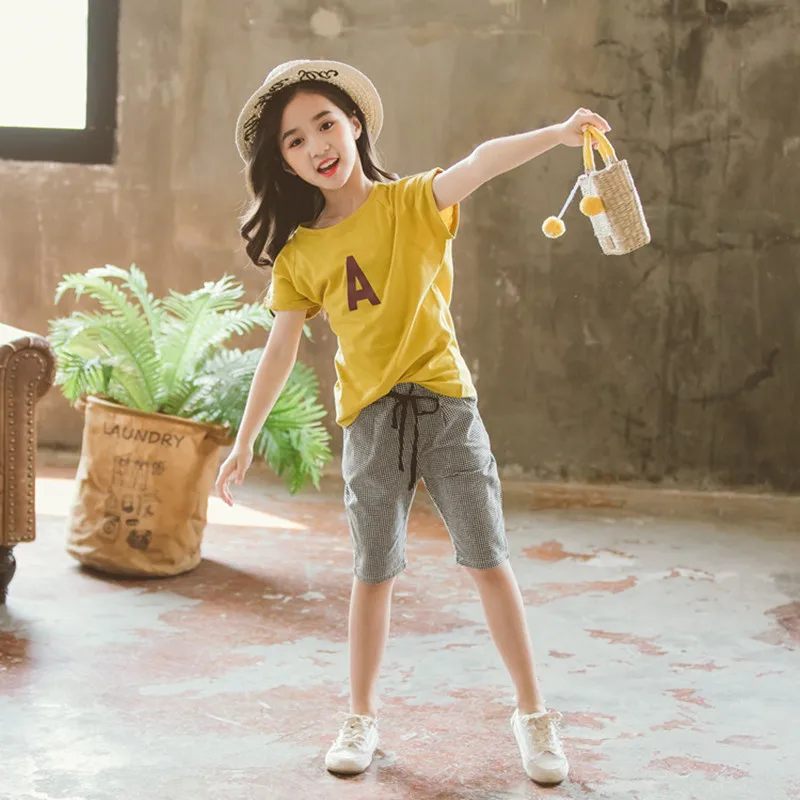 Fashion Letter Print T-shirt and Plaid Shorts Set for Teenager Girls 4 8 10 12 14 Children New Clothes Kids Girls Back to School
Fashion Letter Print T-shirt and Plaid Shorts Set for Teenager Girls 4 8 10 12 14 Children New Clothes Kids Girls Back to School