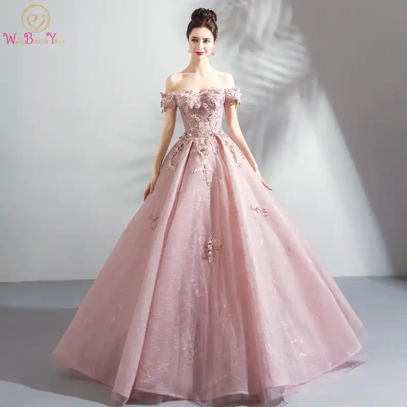 off shoulder ball gown prom