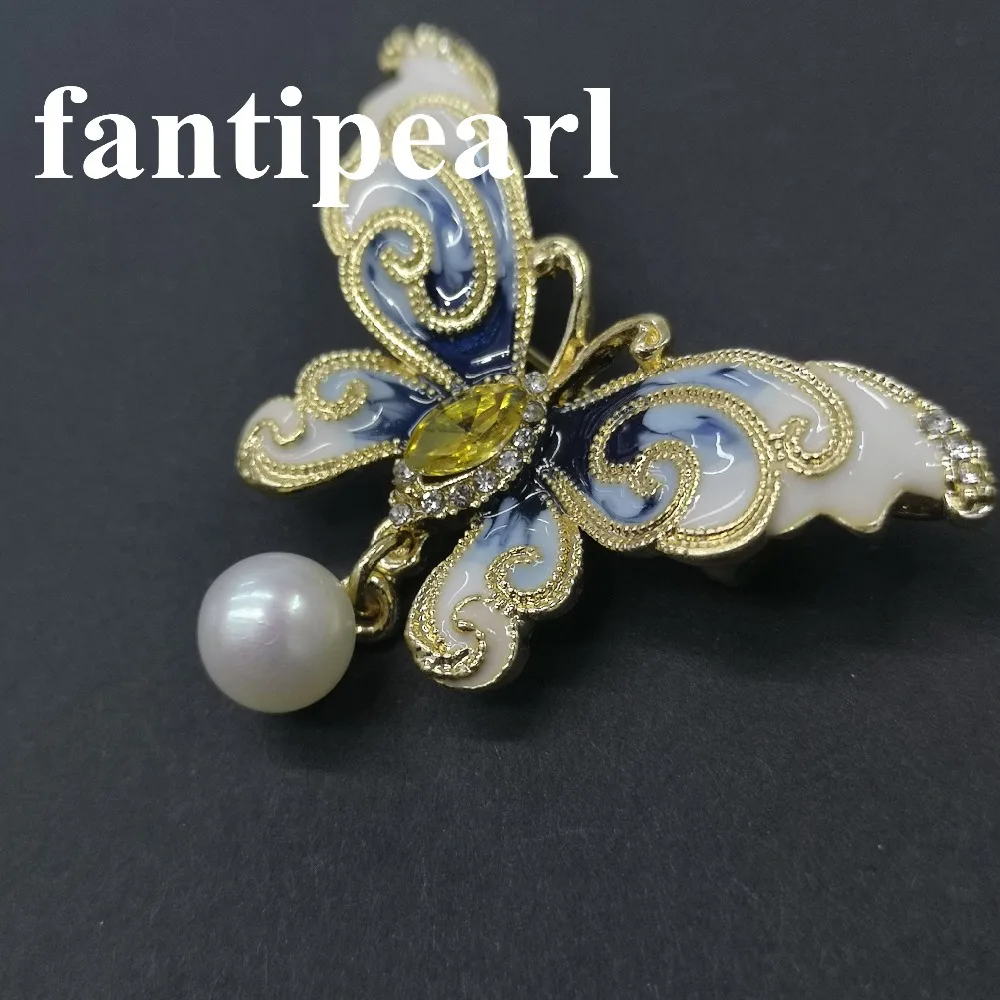 

Cute pearl Brooches Rhinestone Enamel butterfly Crystal Jewelry Men Women's Corsage Clips For Suit Scarf Dress Z060