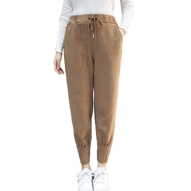 Women Leather Suede Pants High Waist Harem Pants Women Sweatpants Streetwear Casual Autumn Winter chic black Trousers Plus Size
Women Leather Suede Pants High Waist Harem Pants Women Sweatpants Streetwear Casual Autumn Winter chic black Trousers Plus Size