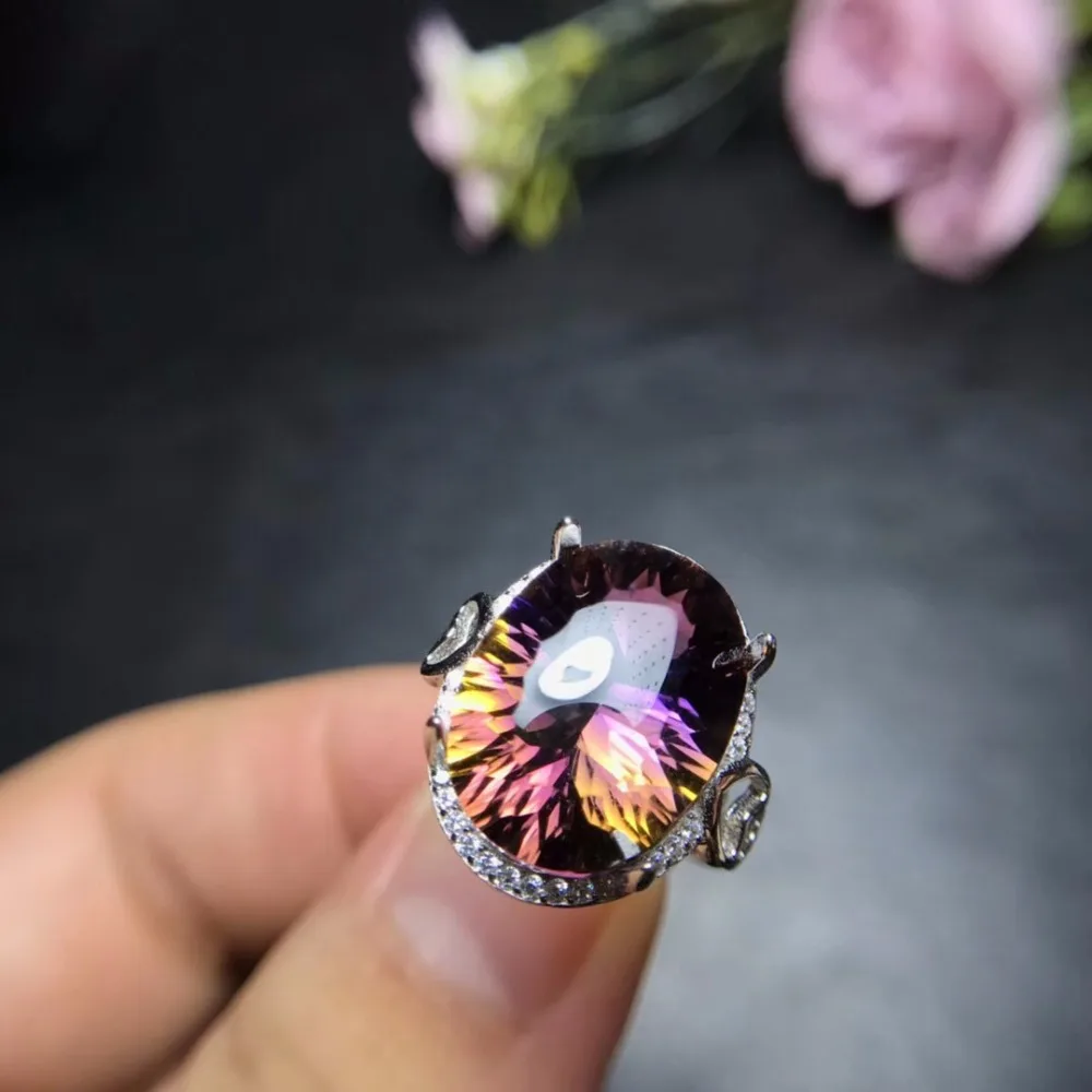 Natural Oval Ametrine 925 Sterling Silver Rings brixini.com - Natural Oval Ametrine 925 Sterling Silver Rings