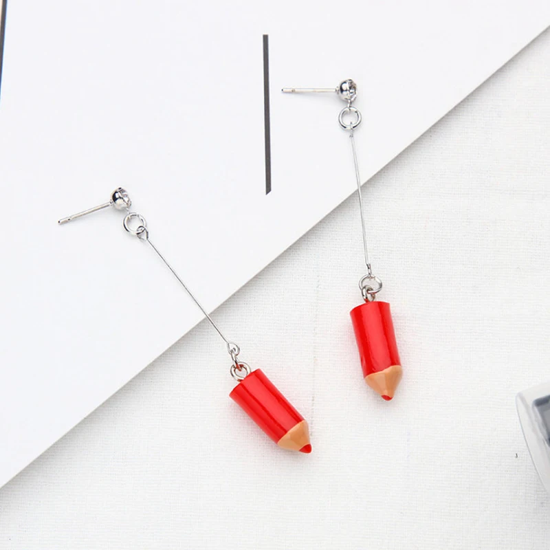 European Style Resin Lovely Pencil Dangle Earrings 4 Colors Cute Cartoon Earrings for Women Girls Personality Pencil Jewelry
European Style Resin Lovely Pencil Dangle Earrings 4 Colors Cute Cartoon Earrings for Women Girls Personality Pencil Jewelry