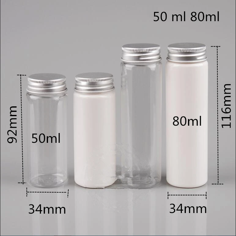 50 pcs Free Shipping 50 ml 80 ml Empty Transparent Plastic Bottles Aluminum Cap sealed stickers Sample Packaging Containers
50 pcs Free Shipping 50 ml 80 ml Empty Transparent Plastic Bottles Aluminum Cap sealed stickers Sample Packaging Containers