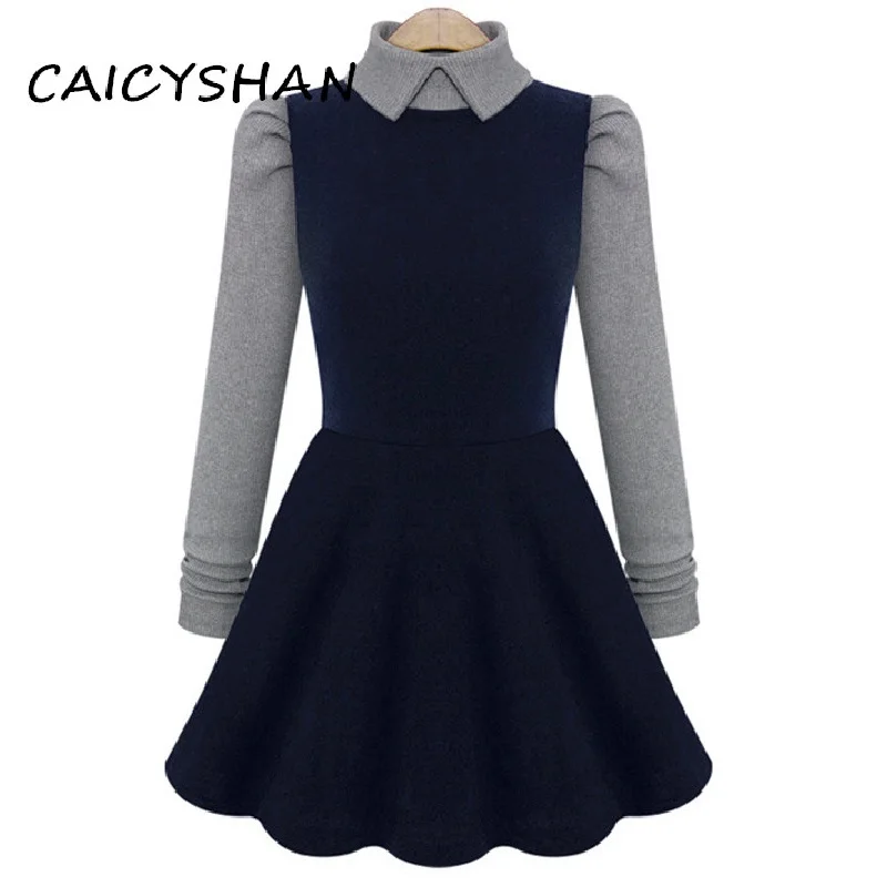 New Autumn Winter Women Dresses Fashion Turn-Down Collar Patchwork Contrast Color Long Sleeve Dress For Women Render One-Piece
New Autumn Winter Women Dresses Fashion Turn-Down Collar Patchwork Contrast Color Long Sleeve Dress For Women Render One-Piece