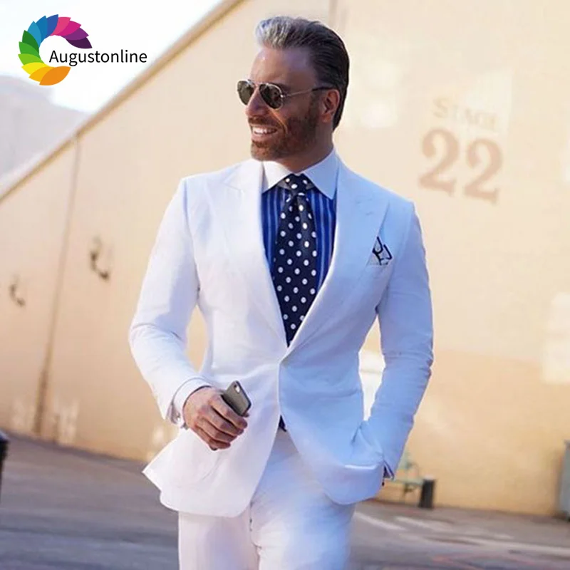 Slim Fit Linen White Wedding Men Suits Groom Wear Tuxedos 2 Pieces (Jacket+Pants) Pesked Lapel Bridegroom Suits Best Man Blazer
Slim Fit Linen White Wedding Men Suits Groom Wear Tuxedos 2 Pieces (Jacket+Pants) Pesked Lapel Bridegroom Suits Best Man Blazer