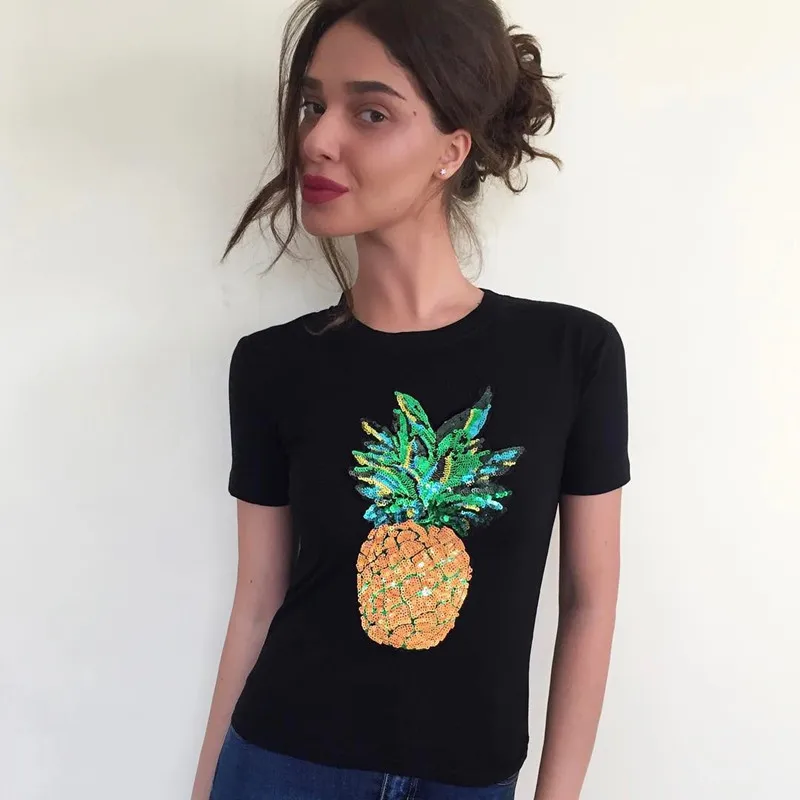 2018 Women Print Pineapple Embroidery Pleated T Shirt Short Sleeve O Neck Casual Tees Ladies Summer Fashion Tops Camiseta
2018 Women Print Pineapple Embroidery Pleated T Shirt Short Sleeve O Neck Casual Tees Ladies Summer Fashion Tops Camiseta
