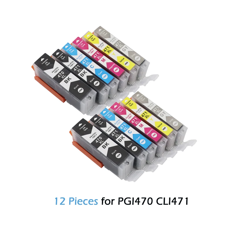 12Pcs PGI-470 CLI-471 PGI470 CLI471 470 471 Compatible Ink Cartridge for Canon PIXMA MG5740 MG6840 TS5040 TS6040 Printer
12Pcs PGI-470 CLI-471 PGI470 CLI471 470 471 Compatible Ink Cartridge for Canon PIXMA MG5740 MG6840 TS5040 TS6040 Printer