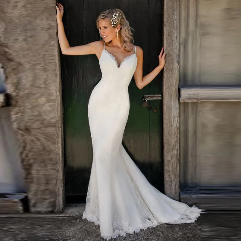 Lakeydra Boho Mermaid Wedding Dresses Lace White Spaghetti Straps Vestidos De Doiva Backless Sleeveless Sweetheart Bridal Gowns
Lakeydra Boho Mermaid Wedding Dresses Lace White Spaghetti Straps Vestidos De Doiva Backless Sleeveless Sweetheart Bridal Gowns