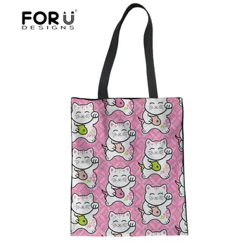 FORUDESIGNS Cute Lucky Cat Maneki Neko Printing Shopping Bag Women's Tote Bag Cotton Casual Canvas Reusable Fabric Bags Large
FORUDESIGNS Cute Lucky Cat Maneki Neko Printing Shopping Bag Women's Tote Bag Cotton Casual Canvas Reusable Fabric Bags Large