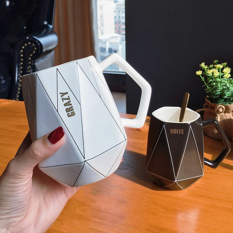 Nordic Ceramic Water Cup Simple Office Dormitory Personality Angle Cup Geometry Line Creative Mark Cup with spoon
Nordic Ceramic Water Cup Simple Office Dormitory Personality Angle Cup Geometry Line Creative Mark Cup with spoon
