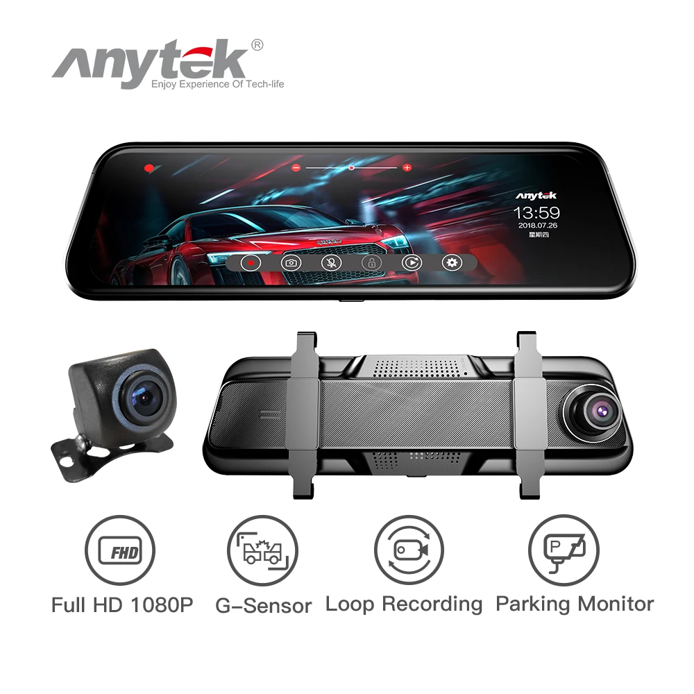Anytek T12+ 1080P Car Camera DVR DVRS FHD Dash Cam ADSD LDWS Rearview Mirror Touch Screen Camera Dual Lens Video Recorder Newest
Anytek T12+ 1080P Car Camera DVR DVRS FHD Dash Cam ADSD LDWS Rearview Mirror Touch Screen Camera Dual Lens Video Recorder Newest