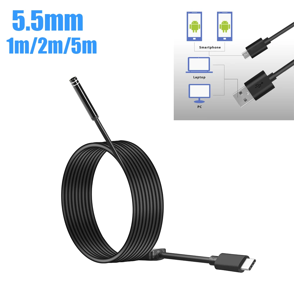 5.5MM Lens 1M/1.5M/2M/5M USB Soft Cable Android Endoscope Camera Led Light Borescopes Mini Camera For PC Android Phone
5.5MM Lens 1M/1.5M/2M/5M USB Soft Cable Android Endoscope Camera Led Light Borescopes Mini Camera For PC Android Phone