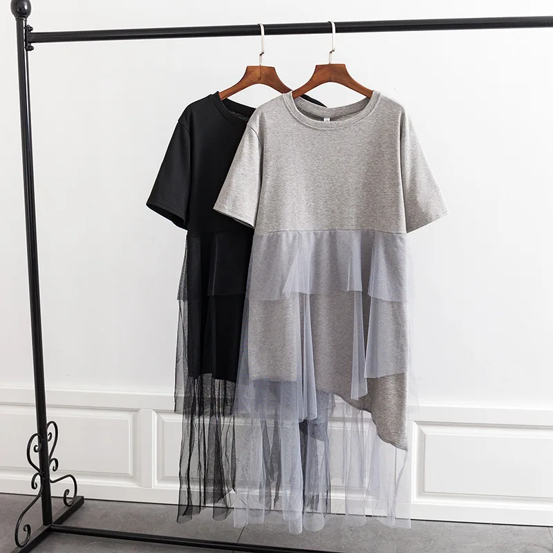 2019 Plus Size Casual Dresses Summer Women Clothing Fashion Loose Short Sleeve Cotton splice Mesh Dress A1-8816
2019 Plus Size Casual Dresses Summer Women Clothing Fashion Loose Short Sleeve Cotton splice Mesh Dress A1-8816