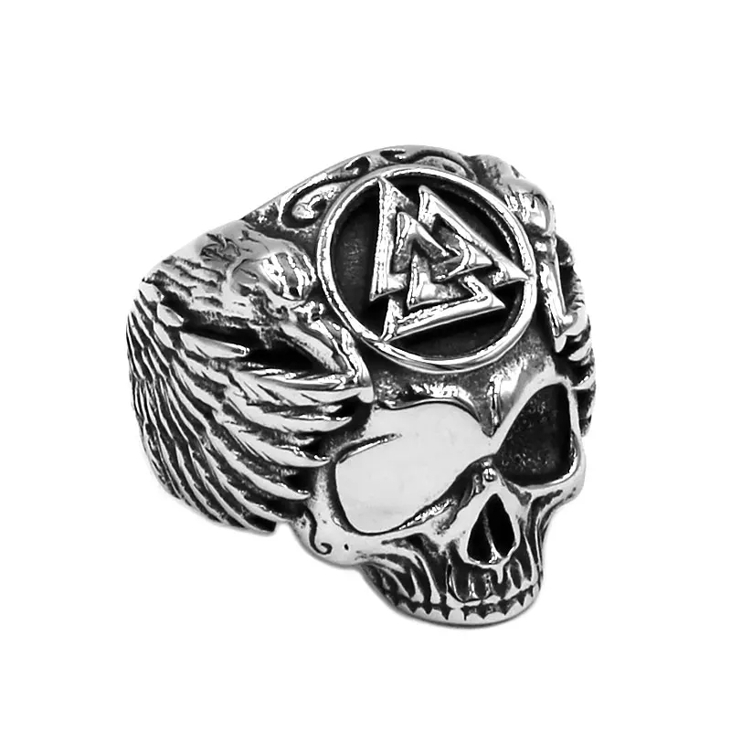 Viking Odin Ravens Skull Ring Stainless Steel Jewelry Norse Viking Valknut Amulet Eagle Wings Biker Men Ring Wholesale SWR0935A
Viking Odin Ravens Skull Ring Stainless Steel Jewelry Norse Viking Valknut Amulet Eagle Wings Biker Men Ring Wholesale SWR0935A