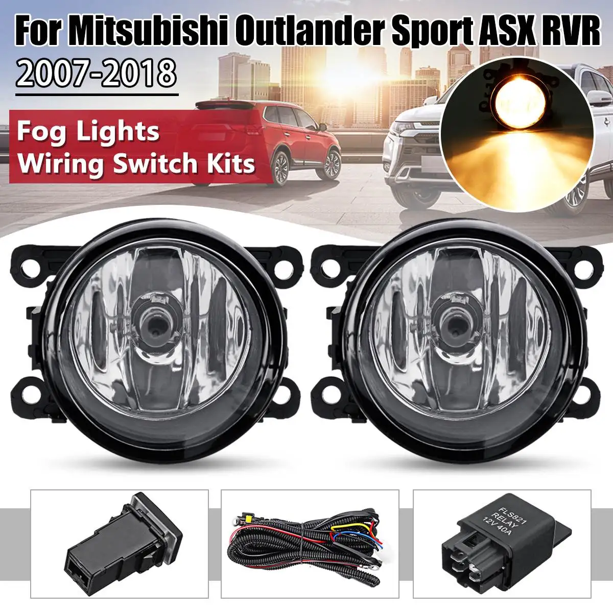 Front Foglight With Switch Harness For Mitsubishi ASX 2014 Outlander 2007-2018 Outlander Sport / RVR 2011-2018 Fog Lamp Driving
Front Foglight With Switch Harness For Mitsubishi ASX 2014 Outlander 2007-2018 Outlander Sport / RVR 2011-2018 Fog Lamp Driving