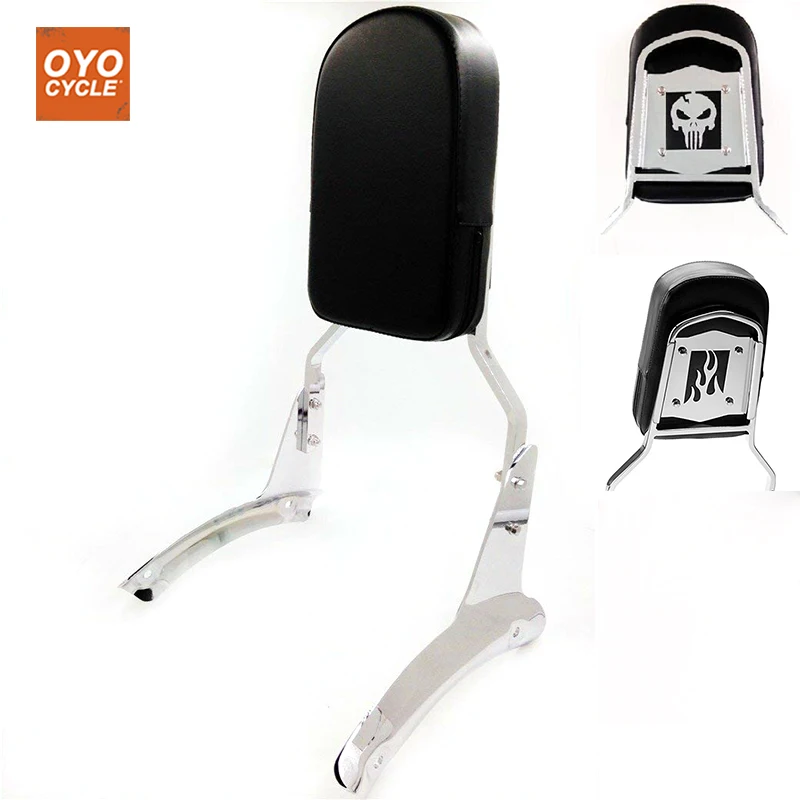 

For Honda ACE 1100 Motorcycle Skull Flame Rear Backrest Passenger Sissy Bar Leather Pad Chrome Accessories