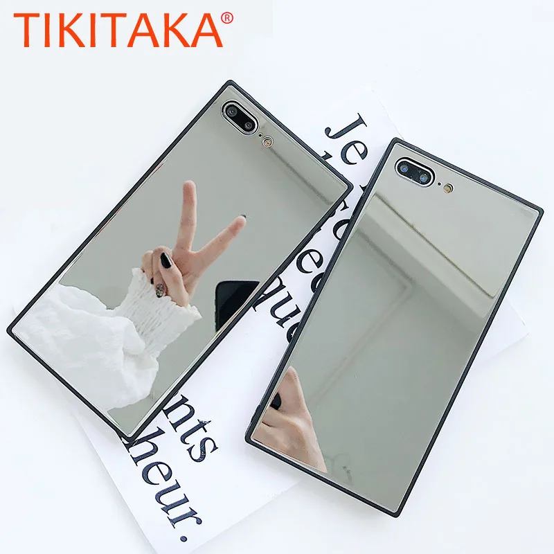 Fashion Square Makeup Mirror Case For iPhone X 8 7 6 6S Plus Cover Glossy Tempered Glass Mobile Phone Cases Shell Capa
Fashion Square Makeup Mirror Case For iPhone X 8 7 6 6S Plus Cover Glossy Tempered Glass Mobile Phone Cases Shell Capa