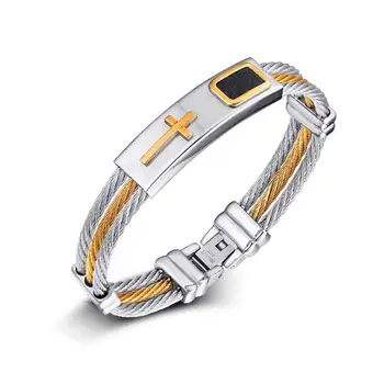Men's Bracelet 3Rows Wire Chain Bracelets Bangles Punk Rock Stainless Steel Cross Bracelet Men Christian Men Jewelry
Men's Bracelet 3Rows Wire Chain Bracelets Bangles Punk Rock Stainless Steel Cross Bracelet Men Christian Men Jewelry
