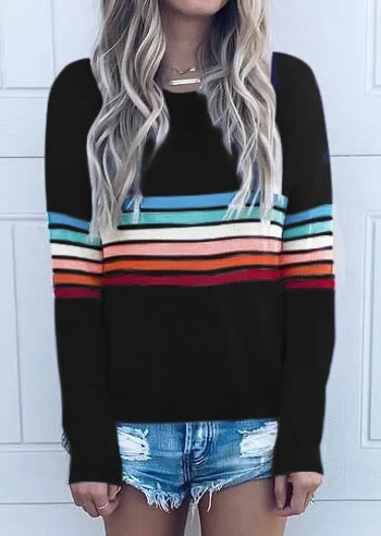 Fashion Autumn Winter Women Striped T-Shirt Long Sleeve O-Neck Colorful Striped Female Casual T-Shirt Tee
Fashion Autumn Winter Women Striped T-Shirt Long Sleeve O-Neck Colorful Striped Female Casual T-Shirt Tee
