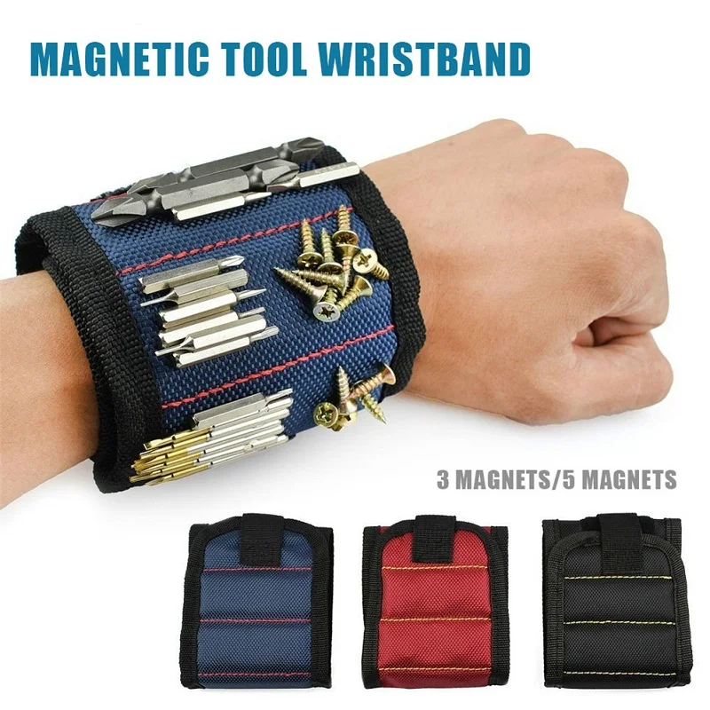 Auto Repair 3 or 5 Magnetic Wristband Bracelet Carpenter Fixing Screws Nails Drill Bits Hand Tool Bag 
Auto Repair 3 or 5 Magnetic Wristband Bracelet Carpenter Fixing Screws Nails Drill Bits Hand Tool Bag