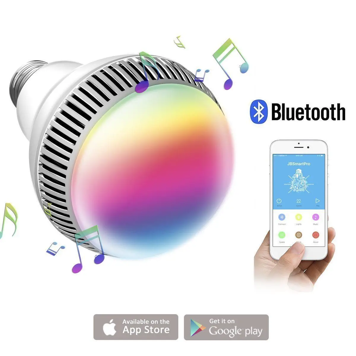Bluetooth Light Bulb Smart Light E27 Lamp 9W Smart LED Light Bulb Bluetooth Control RGB Colour Music Speaker Timer
Bluetooth Light Bulb Smart Light E27 Lamp 9W Smart LED Light Bulb Bluetooth Control RGB Colour Music Speaker Timer