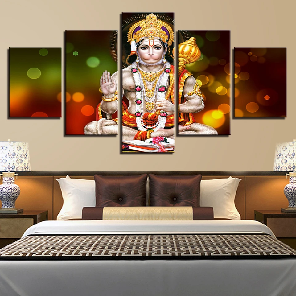 Home Decor HD Printed Wall Art Pictures 5 Pieces Lord Hanuman Canvas Painting For Living Room Modular Hindu God Poster Framework
Home Decor HD Printed Wall Art Pictures 5 Pieces Lord Hanuman Canvas Painting For Living Room Modular Hindu God Poster Framework