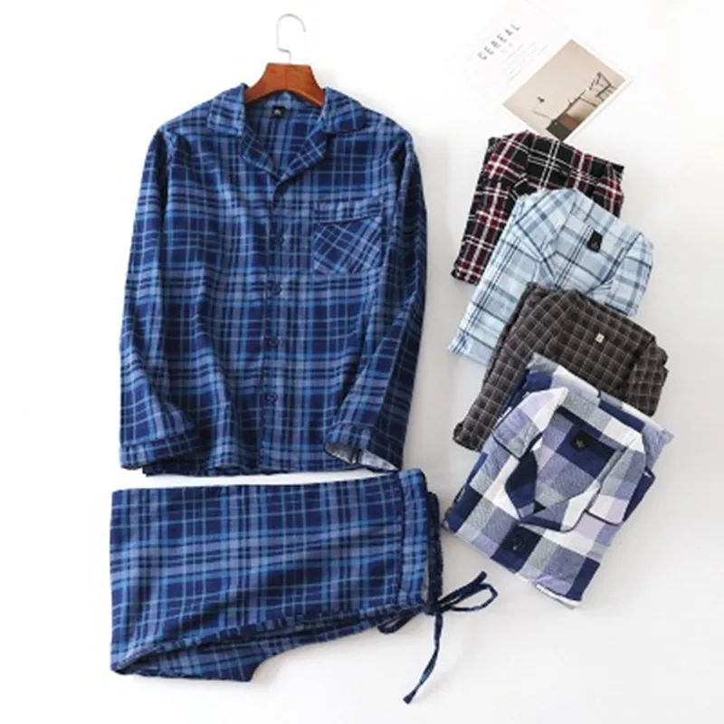 Pure Cotton Men's Pajamas Set Sexy Plaid Man Pyjama Long Sleeve Pants 2Piece/Set Pjs Homewear 2019 Winter Fashion Sleepwear
Pure Cotton Men's Pajamas Set Sexy Plaid Man Pyjama Long Sleeve Pants 2Piece/Set Pjs Homewear 2019 Winter Fashion Sleepwear