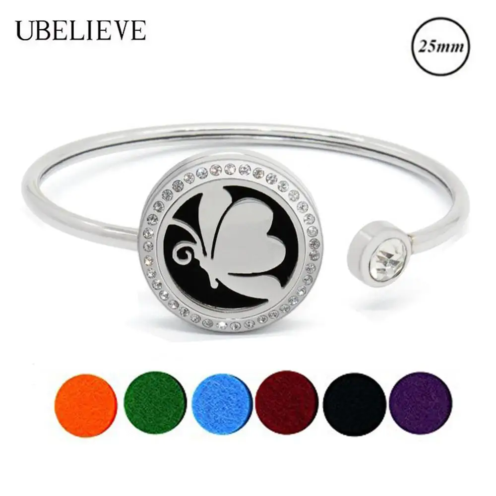 Butterfly Design 25MM Essential Oil Bangle Bracelet For Women Stainless Steel Round Magnet Aromatherapy Locket Bangle With Pad
Butterfly Design 25MM Essential Oil Bangle Bracelet For Women Stainless Steel Round Magnet Aromatherapy Locket Bangle With Pad