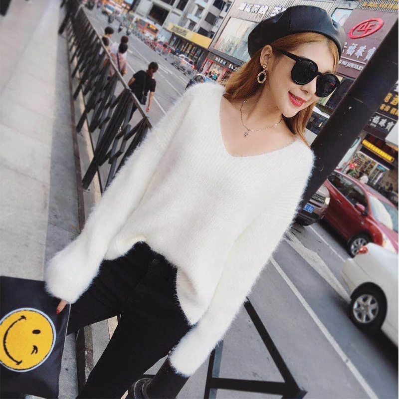 women spring autumn winter 2017 feminina fashion thin new v-neck thickening fuzzy white cute sweet sweater female A4319
women spring autumn winter 2017 feminina fashion thin new v-neck thickening fuzzy white cute sweet sweater female A4319
