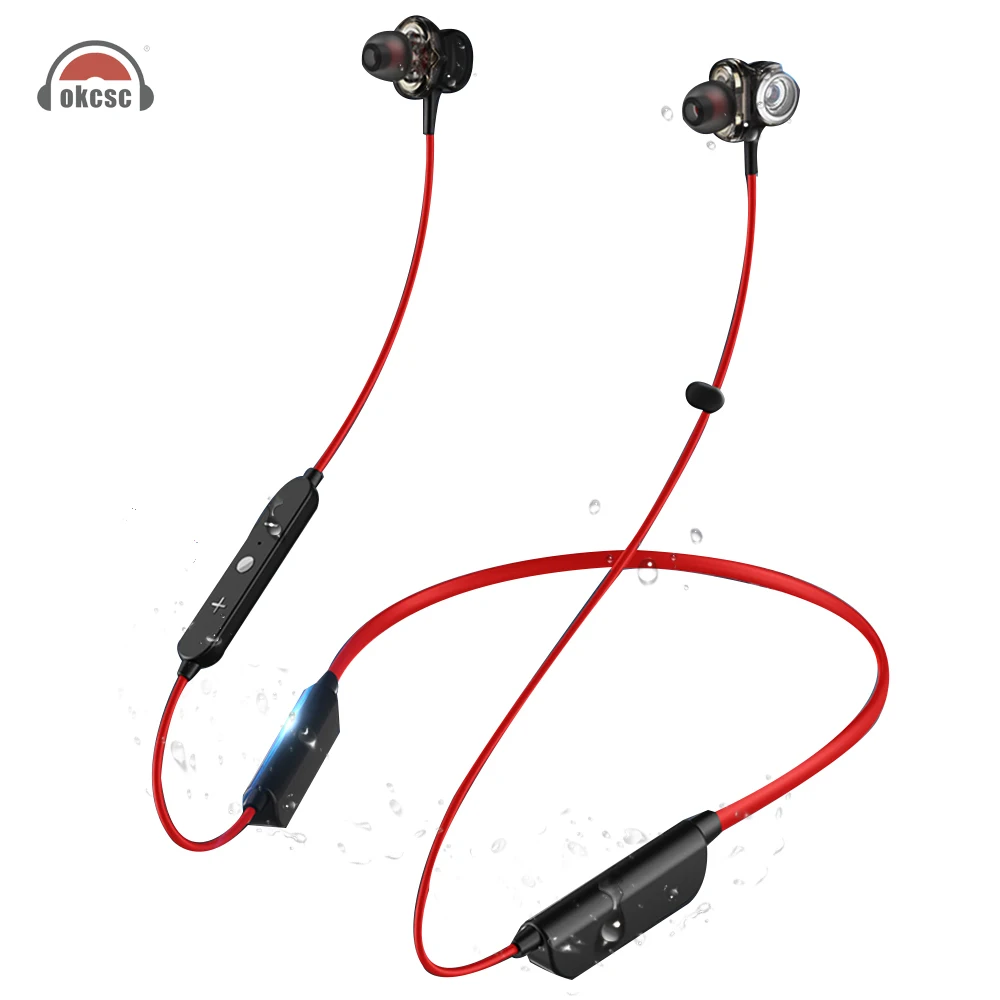 OKCSC 6 Driver Dynamic Earphone Wireless Bluetooth Headset IPX5 Waterproof Sport Neckhand Earbuds With Mic Button Control
OKCSC 6 Driver Dynamic Earphone Wireless Bluetooth Headset IPX5 Waterproof Sport Neckhand Earbuds With Mic Button Control