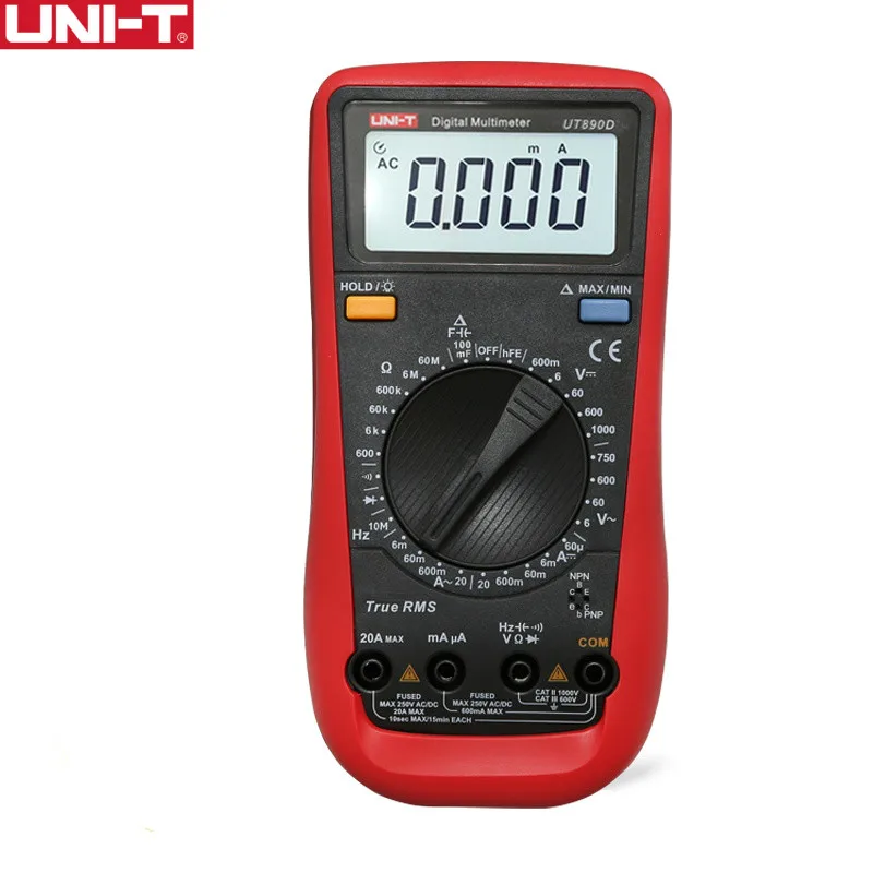 UNIT True RMS Multimeter Digital UT890D Manual Range AC DC Resistance Frequency Capacitor Tester Ammeter hFE Diode Multitester
UNIT True RMS Multimeter Digital UT890D Manual Range AC DC Resistance Frequency Capacitor Tester Ammeter hFE Diode Multitester