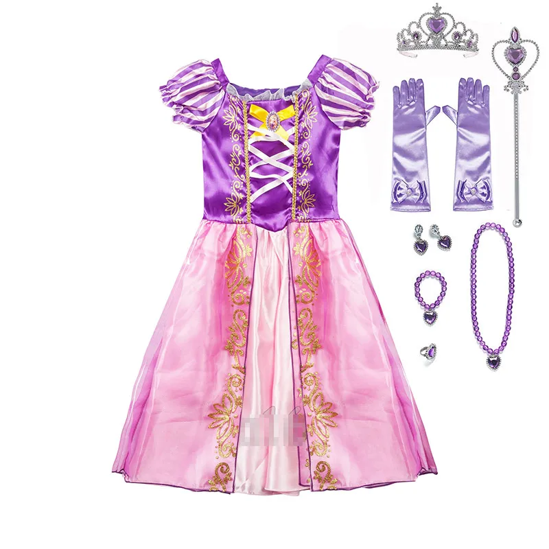 Платье принцессы для девочек Rupanzel платье От 2 до 8 лет дети ролевых игр детский